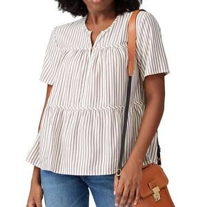 Madewell Dunfield Striped Popover Top Size Large